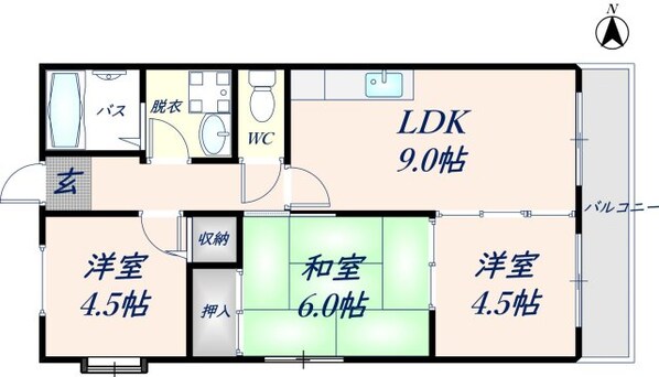 カーサフィオーレ弐番館の物件間取画像